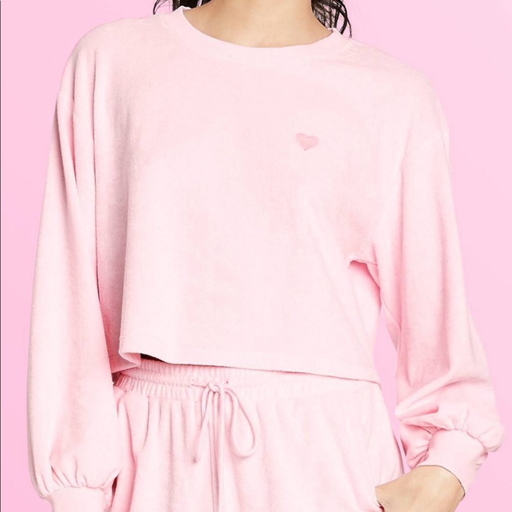 STONEY CLOVER LANE X TARGET CROPPED PINK SWEATSHIRT L